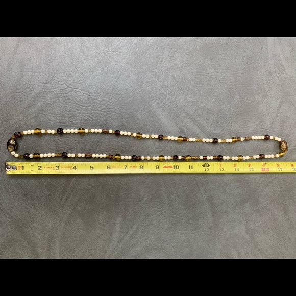 Green, Brown, & Cream Beaded Necklace - Picture 7 of 7